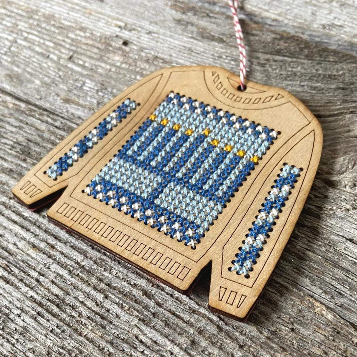Ugly Menorah Sweater DIY Cross Stitch Ornament Kit